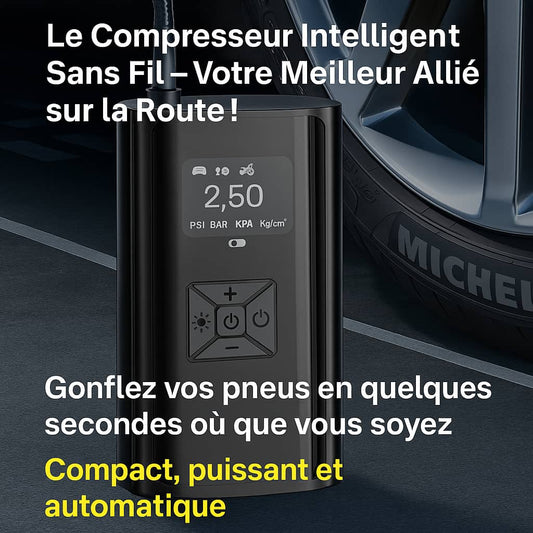 Gonfleur de pneus électrique sans fil.